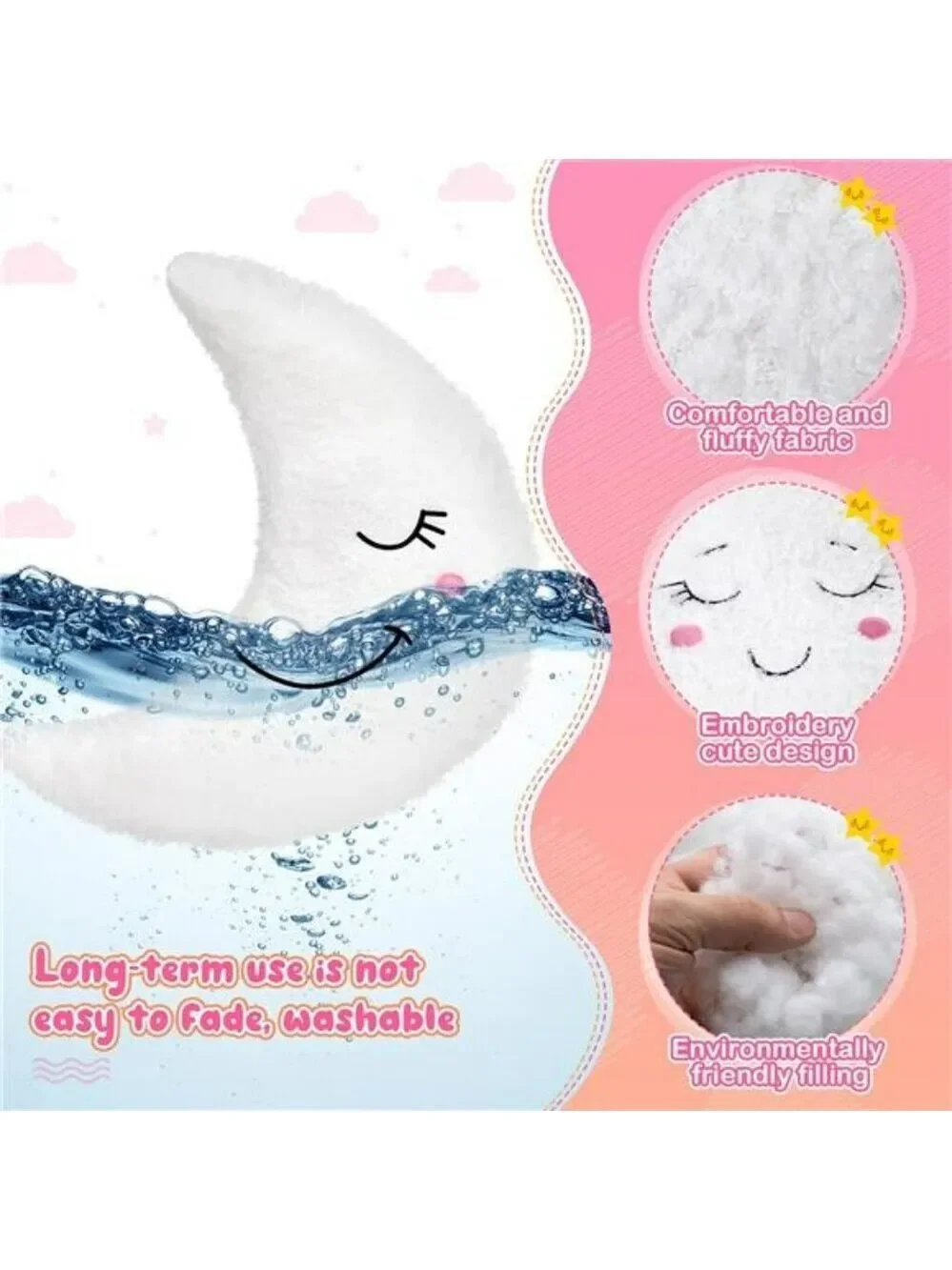 Moon Star Cloud Plush Pillow Set Soft Stuffed Cushion Nursery Kids Room Decor Gi